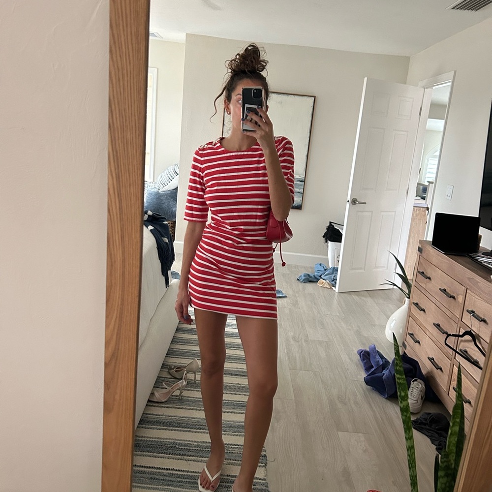 Veronica Beard Jeans Red Striped Dress